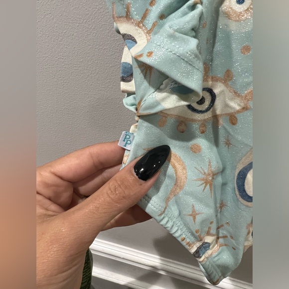 POSH PEANUT EVIL EYE RUFFLE TODDLER GIRL BATHINGSUIT SWIMSUIT 3T - Picture 4 of 4